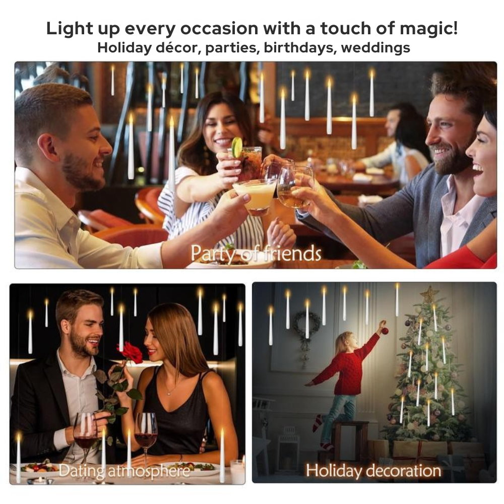Flameless Floating Candles With Magic Wand Remote